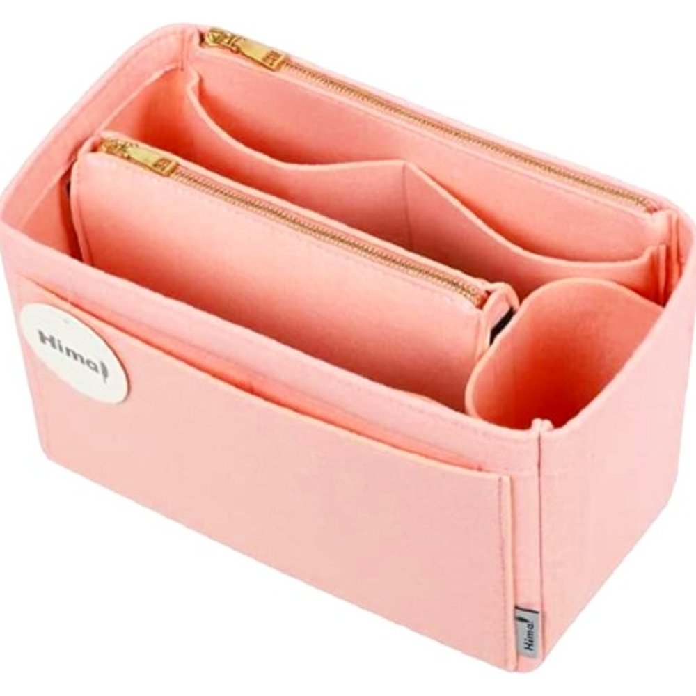 NWT Makeup Organizer Liner Pink Medium Purse Tote Satchel Travel Makeup Bag MINT
